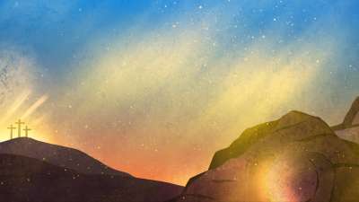 Beautiful Dust Easter Tomb and Crosses