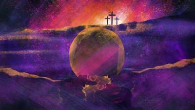 Radiant Paint Easter Tomb And Crosses 02