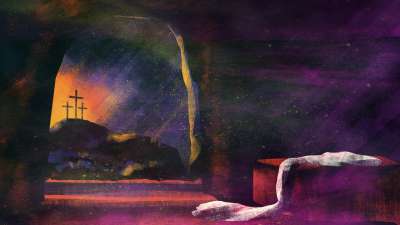 Radiant Paint Easter Tomb And Crosses 03