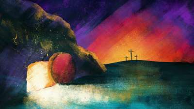 Radiant Paint Tomb And Crosses