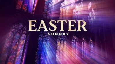 Stained Glass Scene Easter Sunday