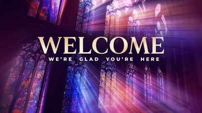 Stained Glass Scene Welcome